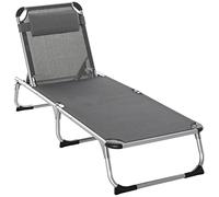 Outsunny Lettino Prendisole Pieghevole 4 Livelli 60x165x76 cm Grigio