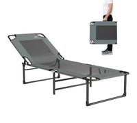 Outsunny Lettino Prendisole Pieghevole con Schienale Reclinabile 4 Livelli, Sdraio da Giardino con Seduta Traspirante in Texteline, Maniglie, per Spiaggia Piscina Giardino, 175x58x68 cm, Grigio