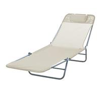 Outsunny Lettino Prendisole Pieghevole con Schienale Reclinabile Beige