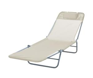 Outsunny Lettino Prendisole Pieghevole con Schienale Reclinabile Beige