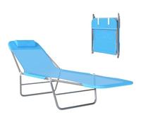 Outsunny Lettino Prendisole Pieghevole con Schienale Reclinabile Blu