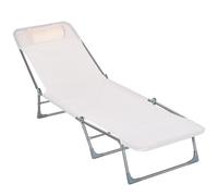 Outsunny Lettino Prendisole Pieghevole con Schienale Reclinabile e Cuscino Crema