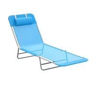 Outsunny Lettino Prendisole Pieghevole con Schienale Reclinabile e Cuscino, Sdraio da Giardino, Spiaggia e Campeggio, Blu