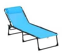Outsunny Lettino Prendisole Pieghevole con Schienale Reclinabile su 4 Livelli, Sdraio da Giardino con Seduta Traspirante in Tessuto a Rete, per Spiaggia Piscina Giardino, 189x58x30 cm, Blu