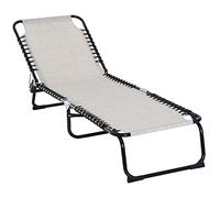 Outsunny Lettino Prendisole Pieghevole con Schienale Reclinabile su 4 Livelli, Sdraio da Giardino con Seduta Traspirante in Tessuto a Rete, per Spiaggia Piscina Giardino, 189x58x30 cm, Crema
