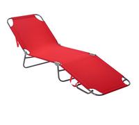 Outsunny Lettino Prendisole Pieghevole con Schienale Reclinabile su 5 Livelli, Sdraio da Giardino con Struttura in Metallo e Tessuto Oxford, per Spiaggia Piscina Giardino, 187x55x24cm, Rosso