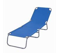 Outsunny Sdraio da Giardino Pieghevole in Metallo e Tessuto Oxford, Lettino Prendisole Traspirante 187x55x24cm Blu Aosom