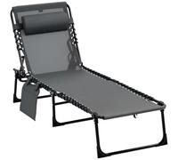 Outsunny Lettino Prendisole Pieghevole con Tasca, 58x189x30cm, Grigio