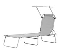 Outsunny Lettino Prendisole Pieghevole e Reclinabile con Tettuccio Grigio Chiaro