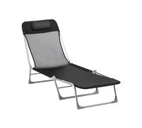 Outsunny Lettino Prendisole Pieghevole Reclinabile 182x56x28 cm Nero