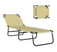 Outsunny Lettino Prendisole Pieghevole Reclinabile 188x56x28 cm Beige