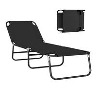 Outsunny Lettino Prendisole Pieghevole Reclinabile 188x56x28 cm Nero
