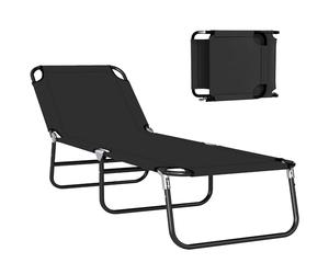 Outsunny Lettino Prendisole Pieghevole Reclinabile 188x56x28 cm Nero