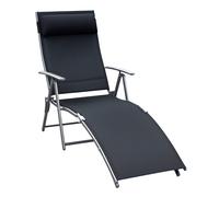 Outsunny Lettino Prendisole Reclinabile, Sedia a Sdraio da Giardino in Metallo, Pieghevole, Relax Terrazzo, 137x63.5x100.5cm - Nero Aosom