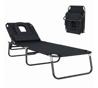Outsunny Lettino Prendisole Sdraio da Giardino Pieghevole Reclinabile Nero