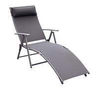 Outsunny lettino prendisole Sedie a Sdraia da Giardino da terrazzo lettino sdraio arredamento giardino Relax Pieghevole Telaio in Metallo Grigio