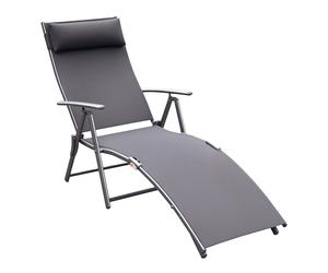 Outsunny lettino prendisole Sedie a Sdraia da Giardino da terrazzo lettino sdraio arredamento giardino Relax Pieghevole Telaio in Metallo Grigio