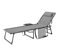 Outsunny Lettino Sdraio Pieghevole e Reclinabile a 5 Livelli con Cuscino Crema