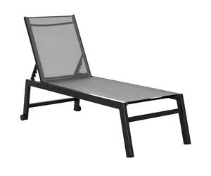 Outsunny Lettino Sdraio Prendisole in Alluminio e Texteline Schienale Regolabile, Grigio e Nero, 2 Ruote 169x65x102cm