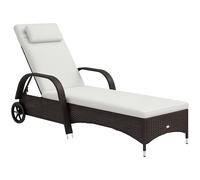 Outsunny Lettino Sedia a Sdraio Prendisole da Giardino in Rattan Altezza Regolabile con Ruote Aosom