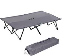 Outsunny letto da campeggio pieghevole per 2 persone letto da campeggio pieghevole con borsa di trasporto caricabile fino a 136 kg acciaio Oxford grigio 193 x 125 x 40 cm