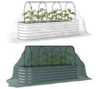 Outsunny Letto Giardino Rialzato in Acciaio con Serra, 200x60x103 cm, Argento
