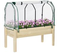 Outsunny Letto per Orto con Serra da Giardino Portapiante da Esterno Legno e PE