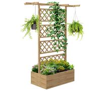Outsunny Letto per Orto con Traliccio e Pergola per Piante Rampicanti in Legno