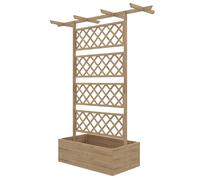 Outsunny Letto Rialzato per Orto con Traliccio e Pergola, Cassone per Orto e Giardino per Piante Rampicanti con Fondo Aperto, 160x55x183cm, Legno Naturale