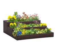 Outsunny Letto per Orto Rialzato a 3 Livelli da Esterno per Piante in Rattan