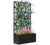 Outsunny Letto per Orto Rialzato con Traliccio Decorativo da Terra e Parete Nero