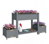 Outsunny Letto per Orto Rialzato con Vasi Pieghevoli, 149x46x76cm, Grigio
