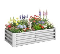 Outsunny Letto per Orto Rialzato da 182L con Fondo Aperto in Acciaio Argento