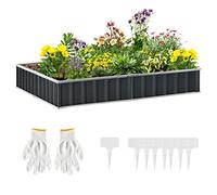 Outsunny Letto per Orto Rialzato da Esterno 645L, Fioriera da Balcone in Acciaio Galvanizzato con Fondo Aperto, per Piante, Fiori e Verdure, 258x90x30cm, Grigio Scuro