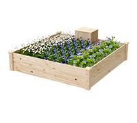 Outsunny Letto per Orto Rialzato da Esterno con Compostiera e Fondo Aperto, Fioriera Rialzata in Legno di Abete, per Piante, Fiori, 123x123x25.5 cm, Color Legno