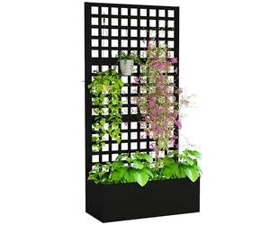 Outsunny Letto per Orto Rialzato da Esterno con Grigliato, Fioriera da Esterno con Fori di Drenaggio in Acciaio, per Fiori e Verdure, per Giardino e Balcone, 89x40.5x178 cm, Nero