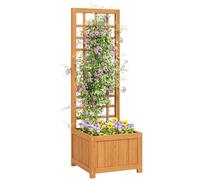 Outsunny Letto per Orto Rialzato da Esterno con Grigliato, Fioriera da Esterno con Foro di Drenaggio e Fodera Traspirante in Legno di Abete, per Fiori e Verdure, 40x40x120 cm, Marrone Chiaro