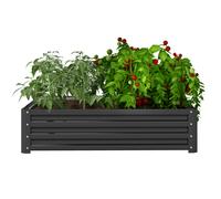 Outsunny Letto per Orto Rialzato a Fondo Aperto con Rivestimento Impermeabile, Letto da Giardino in Acciaio Zincato, 120x120x30 cm, Grigio