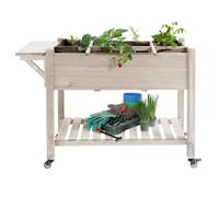 Outsunny Letto per Orto Rialzato in Legno con Ripiano Pieghevole e Mensola Legno