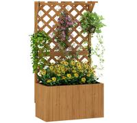 Outsunny Letto per Orto Rialzato in Legno con Traliccio e Pergola 64x33x122 cm