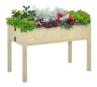 Outsunny Letto per Orto Rialzato Pieghevole, Fioriera da Esterno Rialzata in Abete con 4 Fori di Drenaggio, per Giardino Terrazza Balcone, 115x56x76 cm, Color Legno