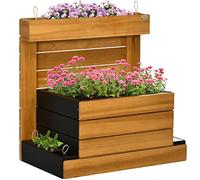 Outsunny Ortovaso rialzato con 4 cassette per la piantumazione, sistema di auto-irrigazione, fodera in tessuto non tessuto, resistente alle intemperie, 79,5 x 49,5 x 80 cm