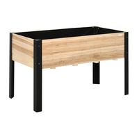 Outsunny Letto Rialzato da Giardino Fioriera Vaso da Balcone con Tessuto Non Tessuto Legno Massiccio Acciaio Legno Naturale+Nero 120 x 60 x 74 cm