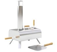 Outsunny Mini Forno per Pizza da Esterno con Pietra Refrattaria e Pala Argento