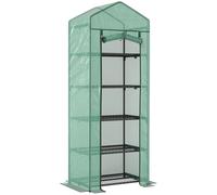 Outsunny Mini Serra a 5 Livelli da giardino con Porta a Zip per Piante, in Acciaio e PE, 69x49x193 cm, Verde Aosom Italy