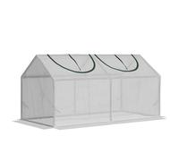 Outsunny Mini serra a casetta con 2 Finestre Avvolgibili, Copertura in PE Anti-Raggi UV per Orto e Giardino, 120x60x60cm, Bianco Aosom Italy