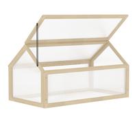 Outsunny Mini serra, casa per piante compatta in legno, pannelli in policarbonato, apertura di ventilazione, 90L x 52B x 49,5H cm, legno naturale Aosom Italy