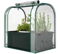 Outsunny Mini Serra da Giardino con Borsa per la Coltivazione, Serra per Orto con Porta Avvolgibile,Struttura in Acciaio, Copertura in Plastica, per Orto Verdure Fiori Piante, Verde Scuro