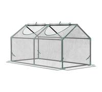 Outsunny Mini Serra da Giardino con 2 Finestre Avvolgibili e Copertura PVC Anti-UV, 120x60x60cm, Trasparente