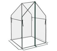Outsunny Mini Serra da Giardino 2 Porte Avvolgibili e Copertura PE 90x90x145cm